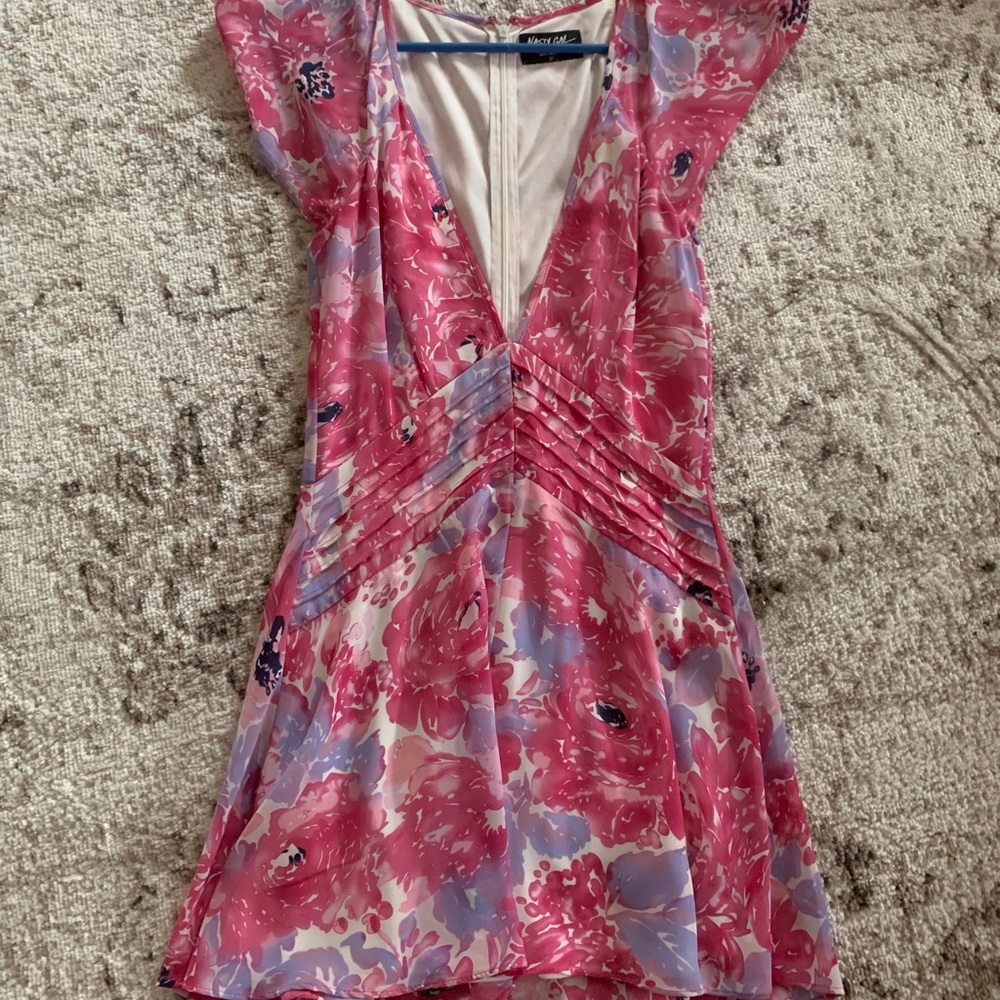 Nasty Gal flirty floral mini dress v neck